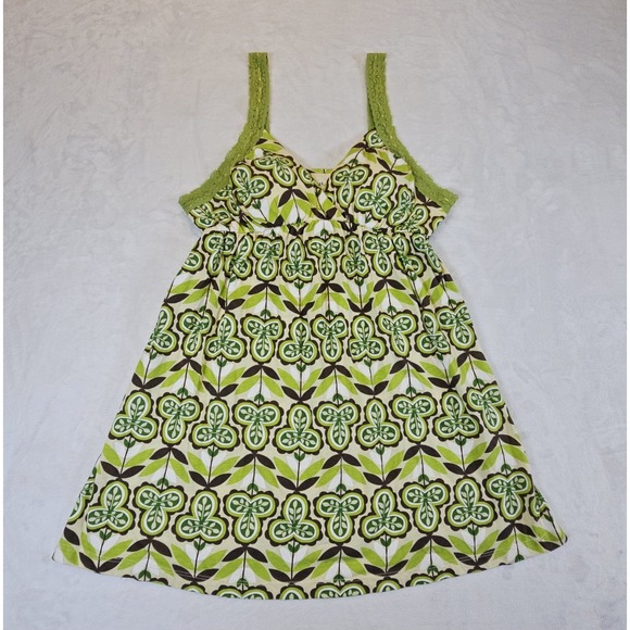 Energie Tops - Vintage‎ Y2K Womens Medium Baby Doll Lace Tank Top Green Floral 90s Bella Swan